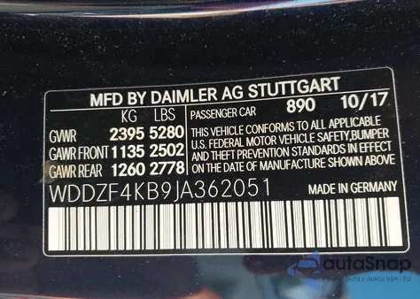 2018 Mercedes-Benz E 300 4Matic z USA, uszkodzony, nr VIN WDDZF4KB9JA362051